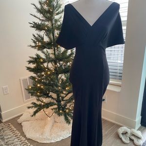V Neck Off The Shoulder Maxi Gown